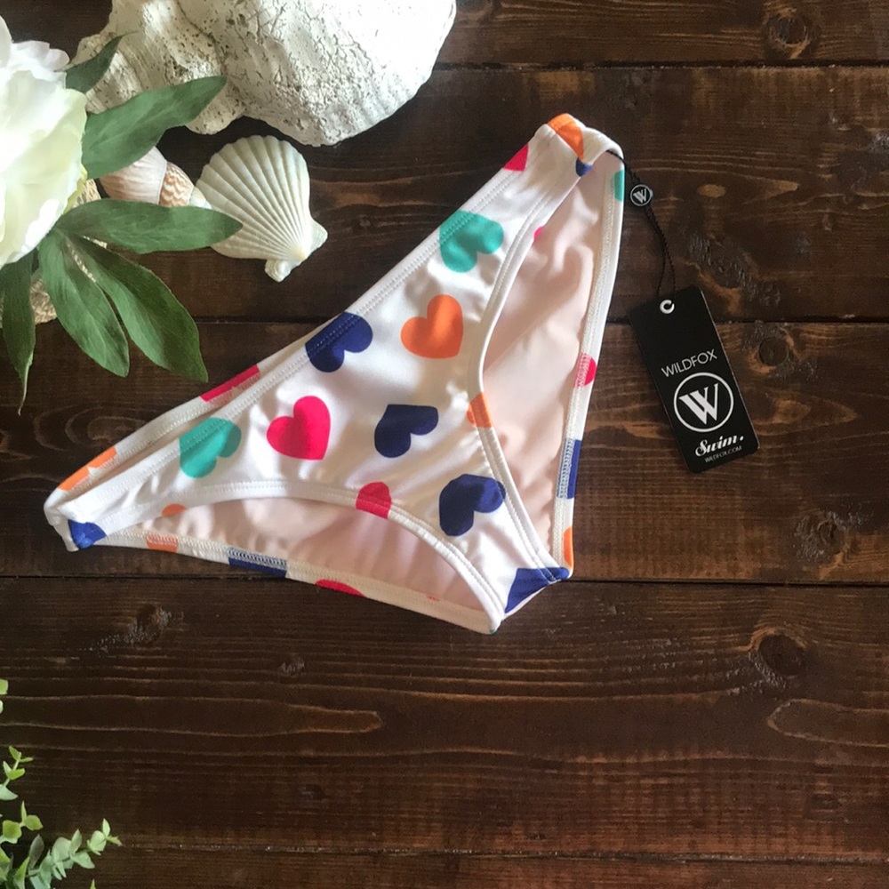 WILDFOX Vintage Hearts Hipster Bikini Bottoms, S - Picture 3 of 6